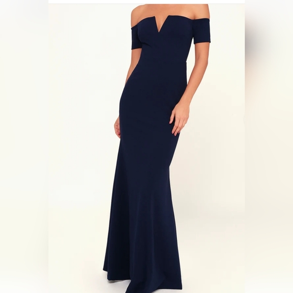 Lulus Dresses & Skirts - Lulus Lynne Navy Blue Off-the-Shoulder Maxi Dress